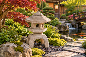 22" Medium 3 Piece Japanese Garden Garden – Outdoor Stone Pagoda